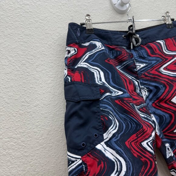 Volcom Volmericana Red White Blue 4th of July Boardshort Swim Trunk Mens size 30 - Picture 3 of 10